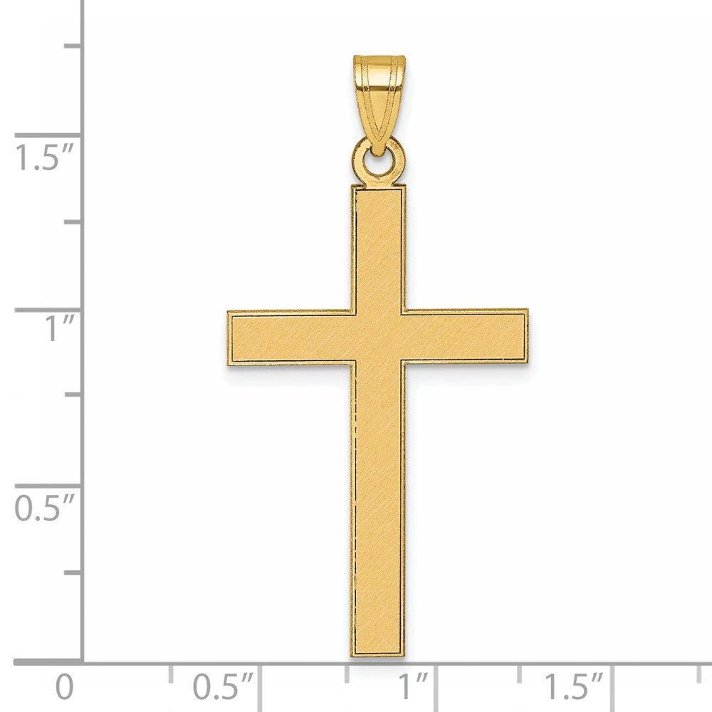 14K Yellow Gold Florentine Satin Cross Pendant