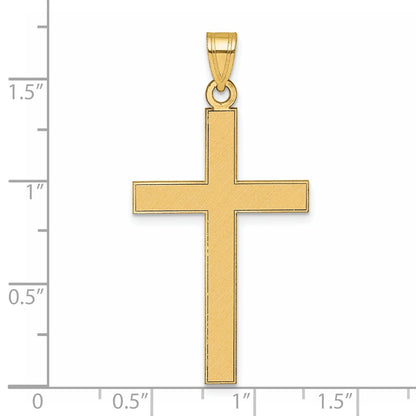 14K Yellow Gold Florentine Satin Cross Pendant