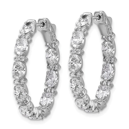 14K White Gold Certified Oval and Round VS/SI FGH Diamond Inside/Outside Hoop Earring