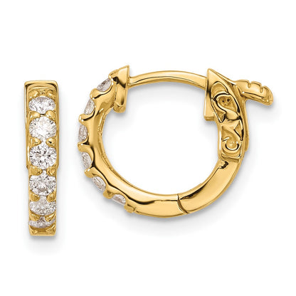 14K Yellow Gold .42 carat Diamond Round Hoop w/Safety Clasp Earrings