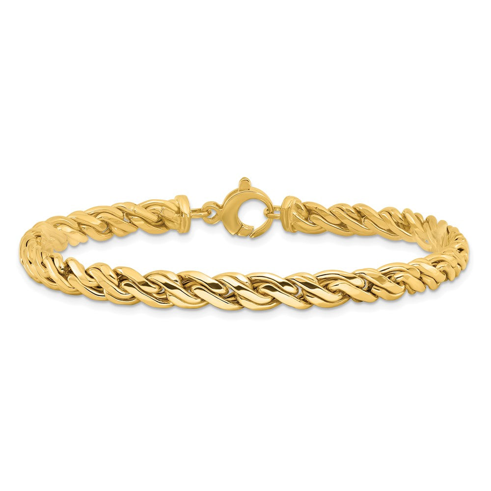 14K Yellow Gold Polished 6.00mm Fancy Twist 8 Inch Bracelet