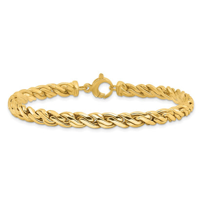 14K Yellow Gold Polished 6.00mm Fancy Twist 8 Inch Bracelet