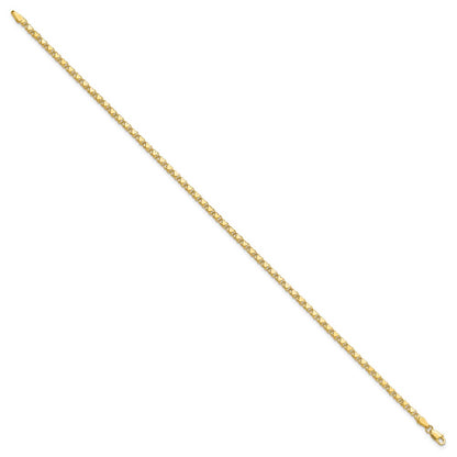 14K Yellow Gold Polished Double-Sided Heart Solid 3mm Double Link 7 Inch Charm Bracelet