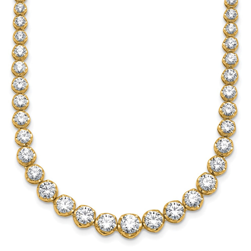 14K Yellow Gold 10 1/20 carat Certified Lab Grown Diamond VS/SI+ G+ Complete Round 16 Inch Graduated Tennis Necklace