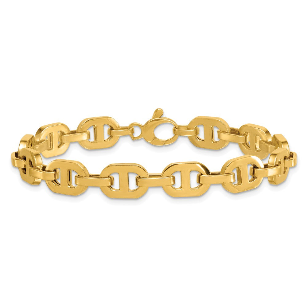 14K Yellow Gold Polished 8.5mm Fancy Anchor Link Chain Bracelet