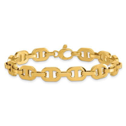 14K Yellow Gold Polished 8.5mm Fancy Anchor Link Chain Bracelet