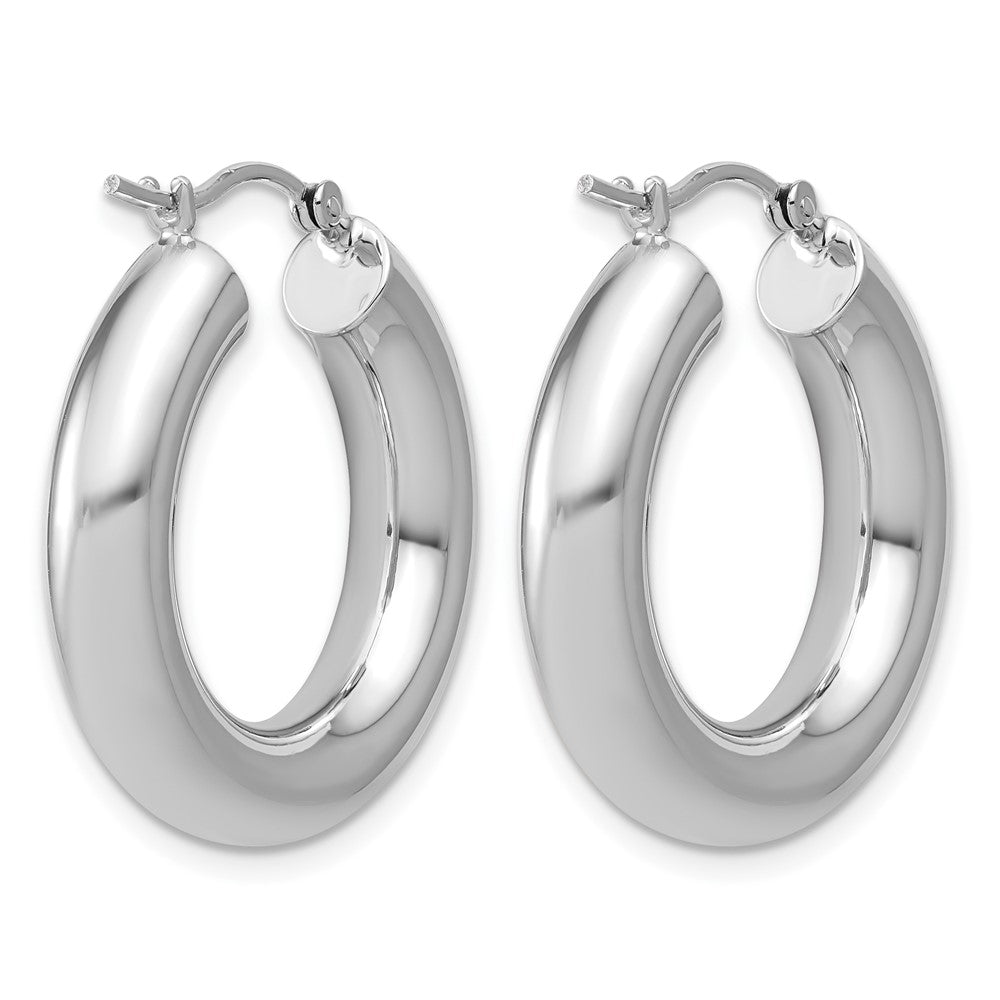 14K White Gold 5x25mm Polished Tube Hoop Earrings