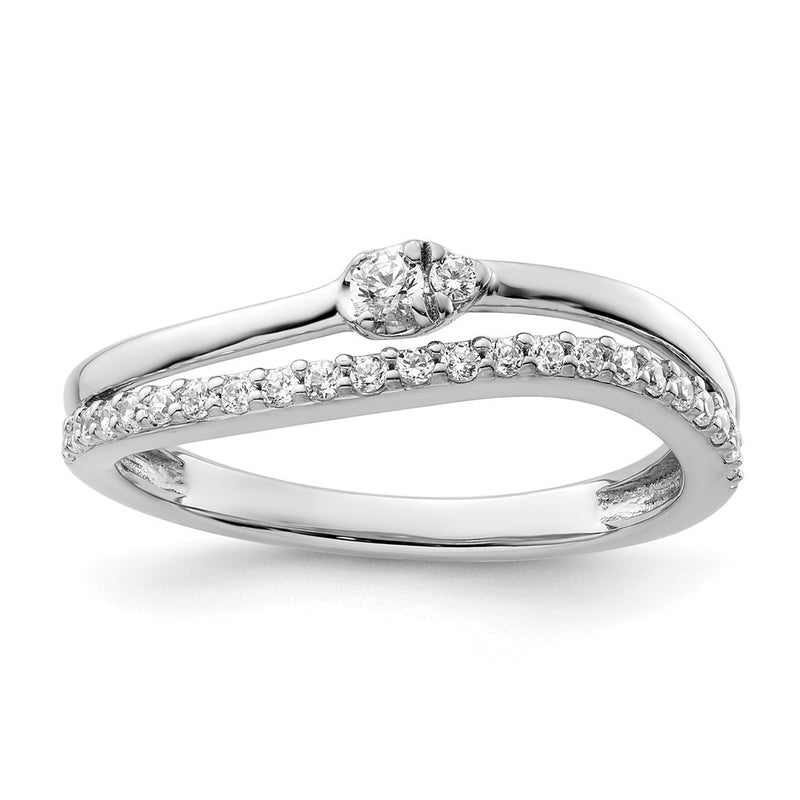 14K White Gold Polished Diamond Double Wedding Band Ring Fashion Ring