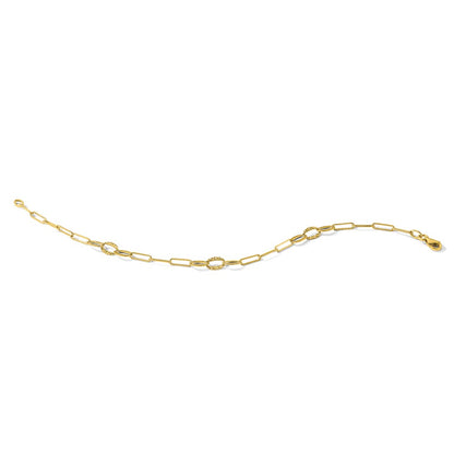 14K Yellow Gold Diamond-cut Oval and Paperclip Link 7.25 Inch Bracelet