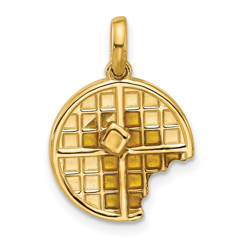 14K Yellow Gold Fancy Epoxy Waffle With Bite Missing Charm