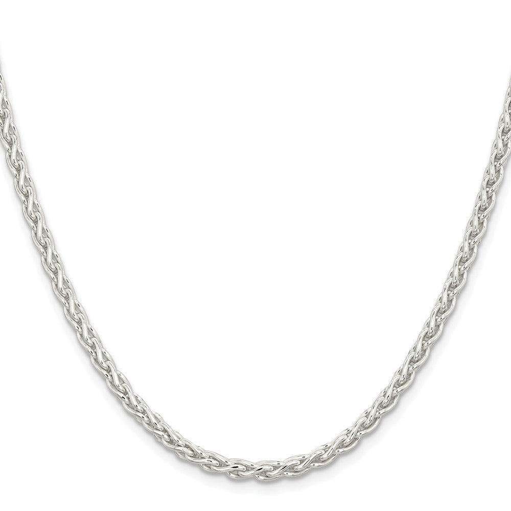Sterling Silver Rhodium-plated 3.7mm Round Spiga 28 Inch Chain