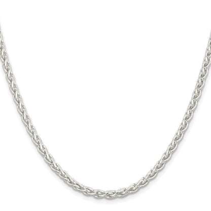 Sterling Silver Rhodium-plated 3.7mm Round Spiga 28 Inch Chain