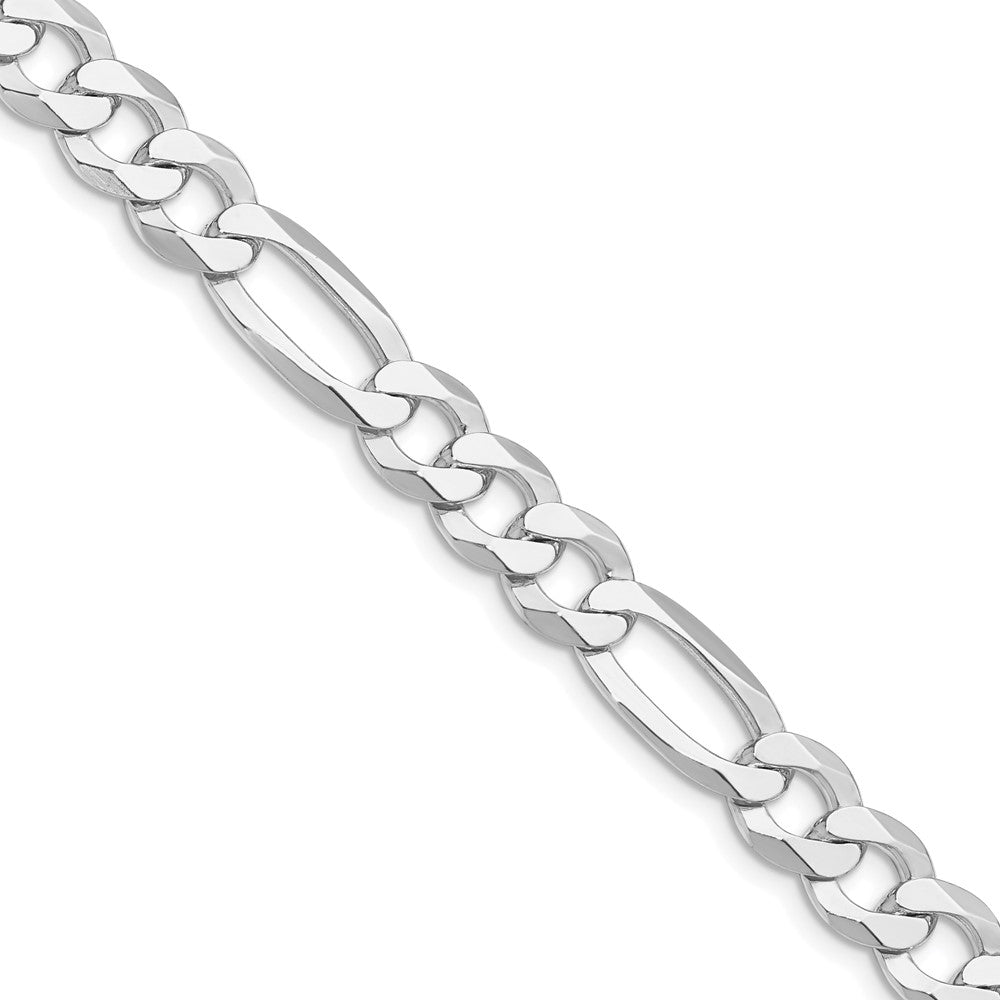 Sterling Silver Rhodium-plated 8.5mm Lightweight Flat Figaro Chain Necklace