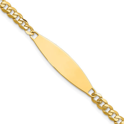 14K Yellow Gold Polished Solid Chain/Solid Plate Flat Curb Link 29.5x8mm Plate 8 Inch ID Bracelet