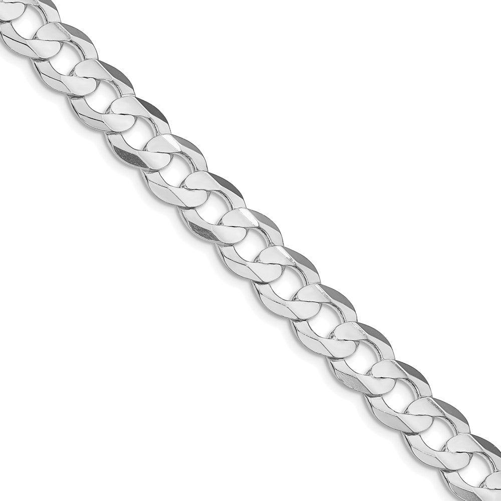 Sterling Silver Rhodium-plated 9.75mm Concave Beveled Curb 30 Inch Chain