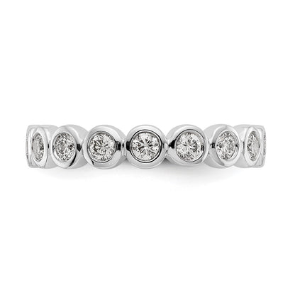 14K White Gold Polished Size 7 Bezel-set 1 carat Diamond Complete Eternity Wedding Band Ring