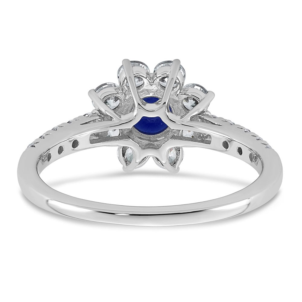 14K White gold VS/SI G+ Lab Grown Diamond and AAA quality Genuine Blue Sapp