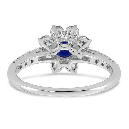 14K White gold VS/SI G+ Lab Grown Diamond and AAA quality Genuine Blue Sapp