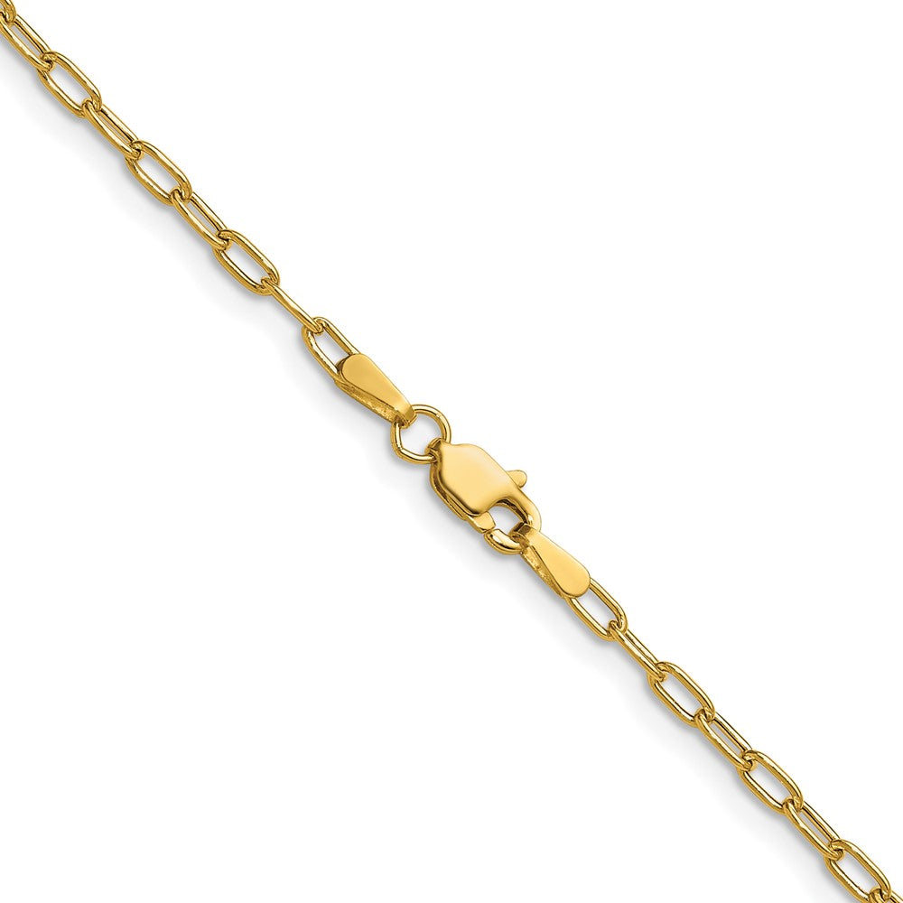 14K Yellow Gold 2.2mm Semi-Solid Beveled Paperclip 20 Inch Chain