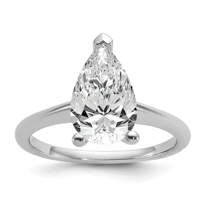 14K White Gold 2 1/2 carat Lab Grown Diamond VS+ F+ Pear Solitaire Complete Engagement Ring