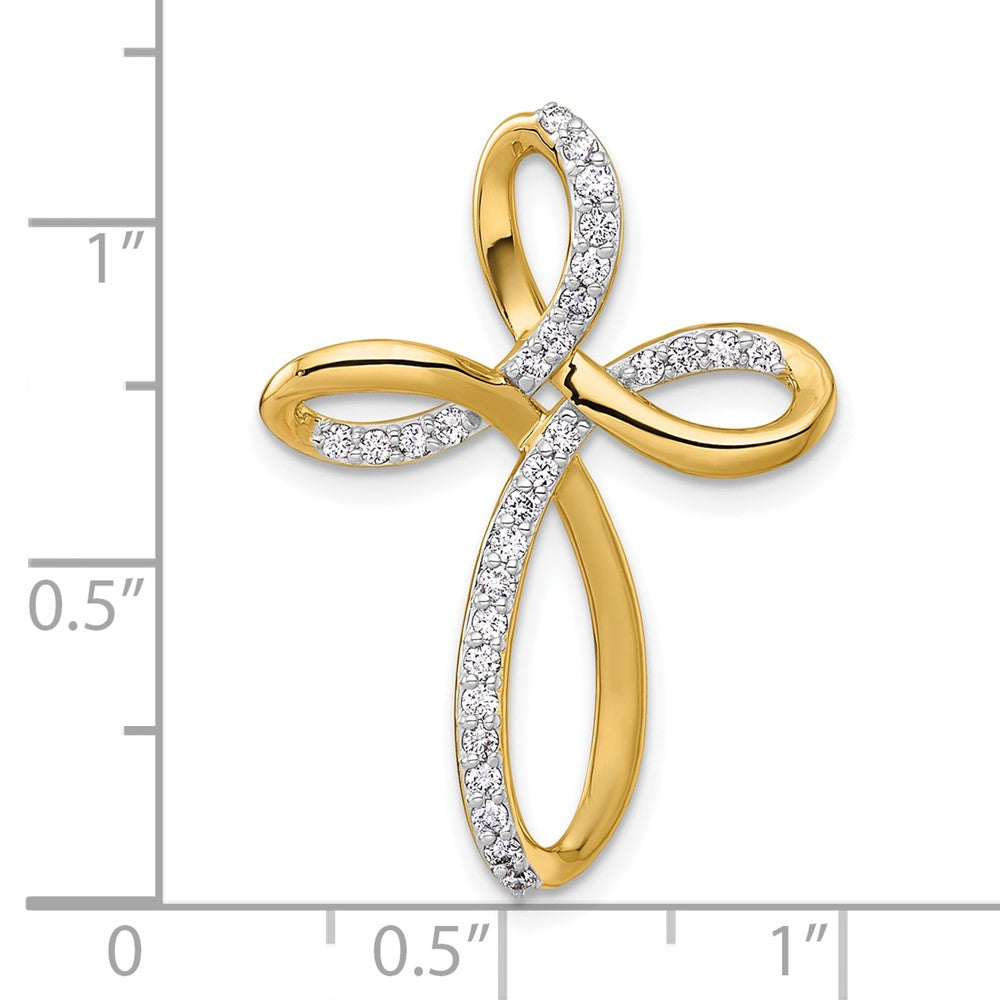 14K Yellow Gold 1/3 carat Diamond Cross Omega Slide