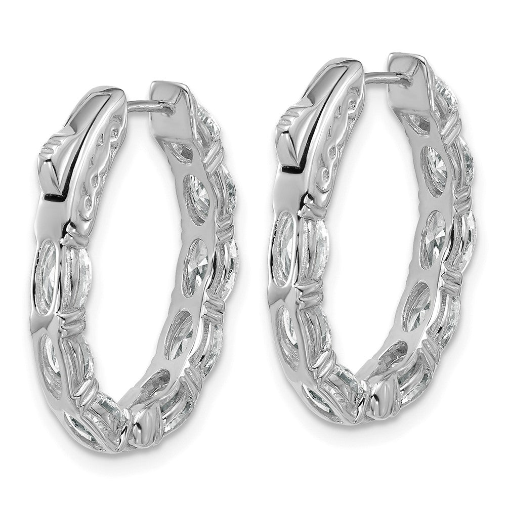 14K White Gold 4 carat Lab Grown Diamond VS/SI+ G+ Oval and Round Complete In and Out Hoop Earrings