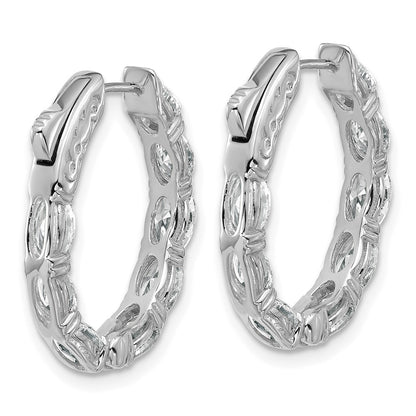 14K White Gold 4 carat Lab Grown Diamond VS/SI+ G+ Oval and Round Complete In and Out Hoop Earrings