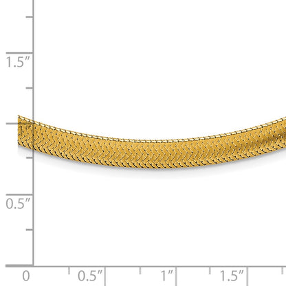 14K Yellow Gold Polished 6.1mm Woven Mesh 17 Inch Necklace