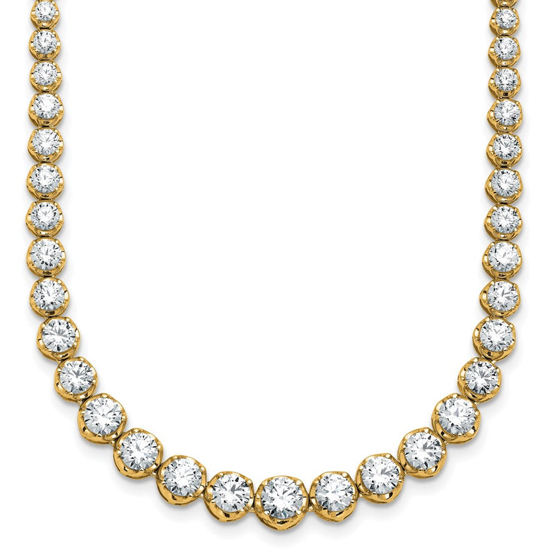 14K Yellow Gold 11 1/15 carat Certified Lab Grown Diamond VS+ F+ Complete Round 20 Inch Graduated Tennis Necklace