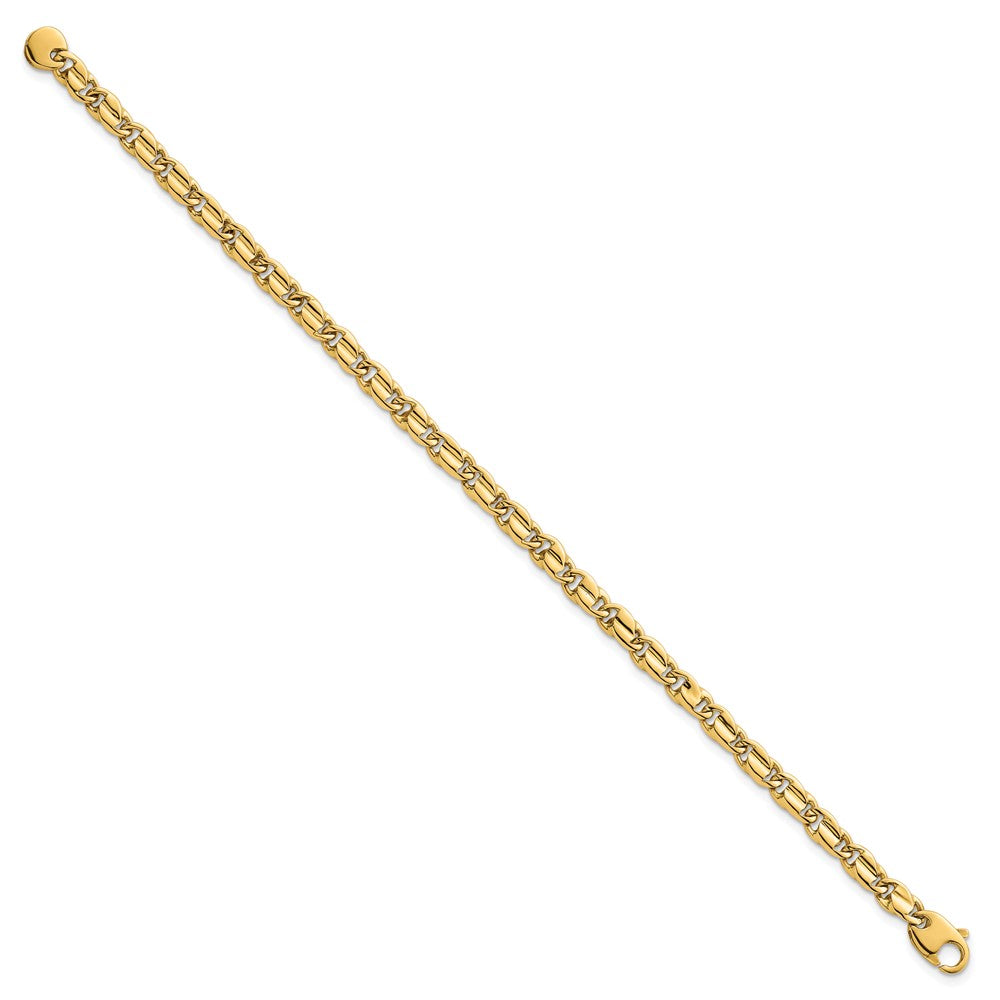 14K Yellow Gold Polished 4.5mm Fancy Flat Link 7.25 Inch Bracelet