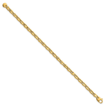 14K Yellow Gold Polished 4.5mm Fancy Flat Link 7.25 Inch Bracelet