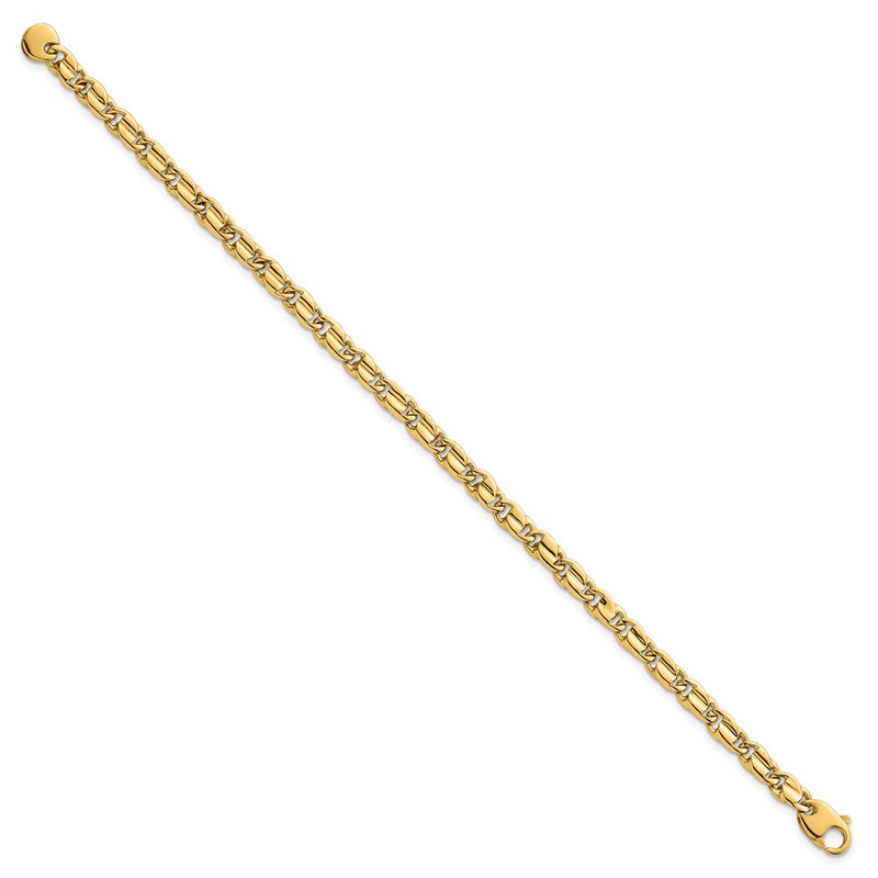 14K Yellow Gold Polished 4.5mm Fancy Flat Link 7.25 Inch Bracelet