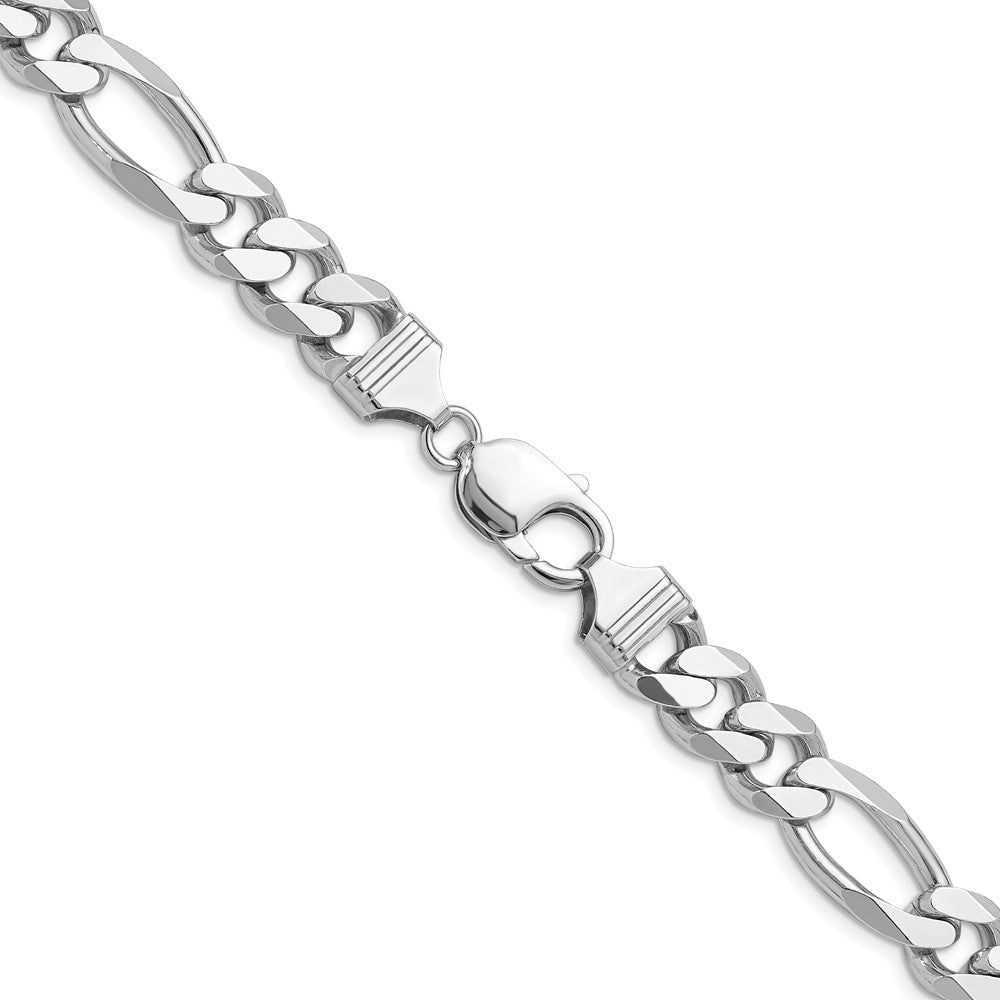 Sterling Silver Rhodium-plated 10.2mm Figaro 24 Inch Chain