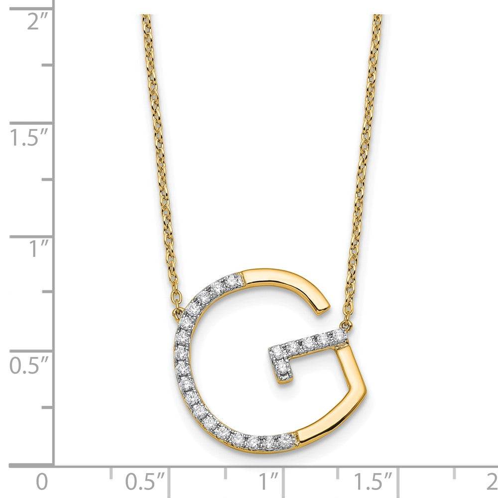 14K Yellow Gold Sideways Diamond Initial G 18 Inch Necklace