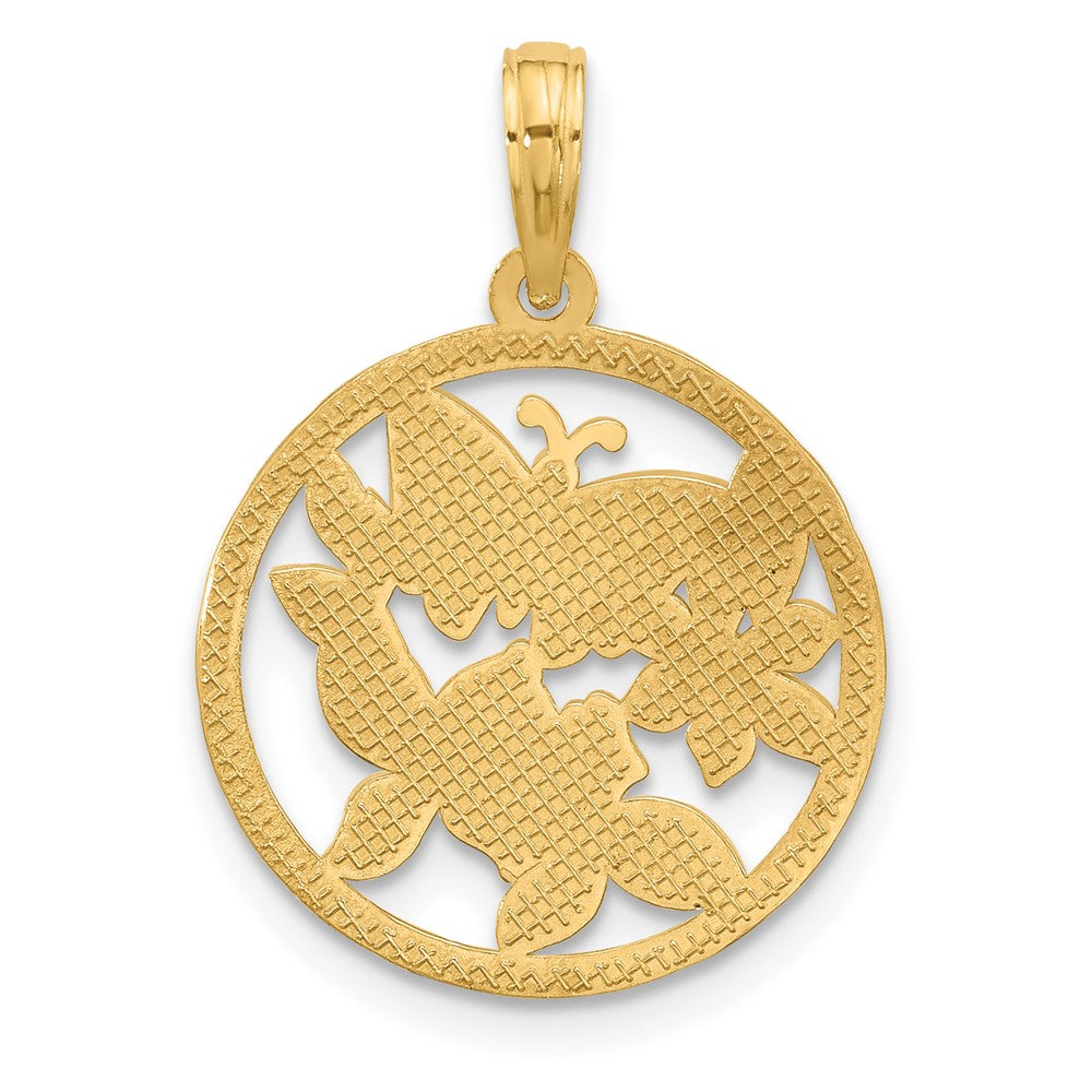 14K Yellow Gold Polished Fancy Butterfly and Flowers Charm