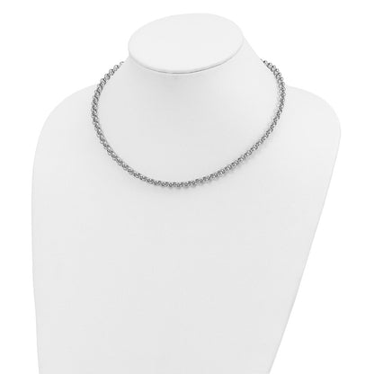 14K White Gold Polished Fancy 5mm Rolo Link 18 Inch Necklace