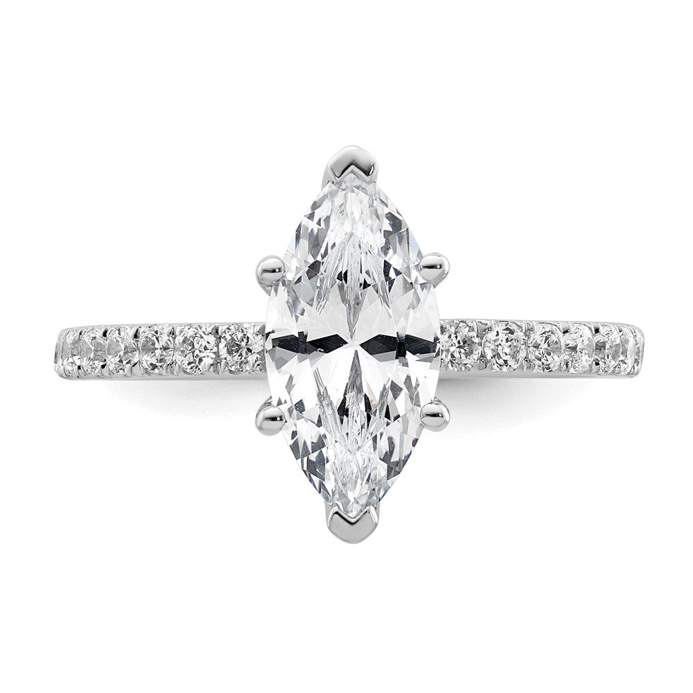 14K White Gold 2 5/8 carat Certified Lab Grown Diamond VS+ F+ Marquise Complete Solitaire with Flair Engagement Ring