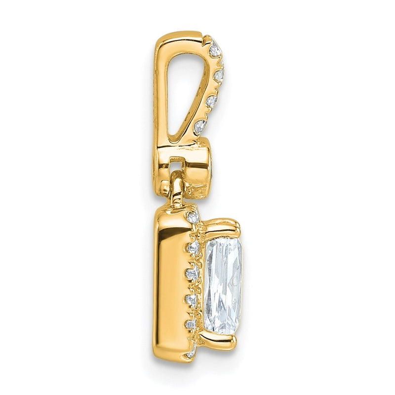 14K Yellow Gold 1 carat Lab Grown Diamond VS/SI+ G+ Radiant Complete Halo Pendant