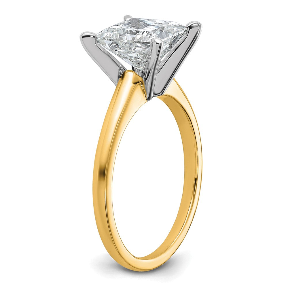 14K Two-Tone Gold Two-tone 2 1/2 carat Lab Grown Diamond VS+ F+ Princess Complete Solitaire Engagement Ring