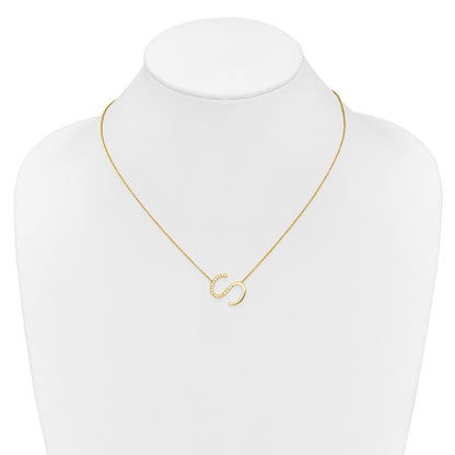 14K Yellow Gold Sideways Diamond Initial S 18 Inch Necklace