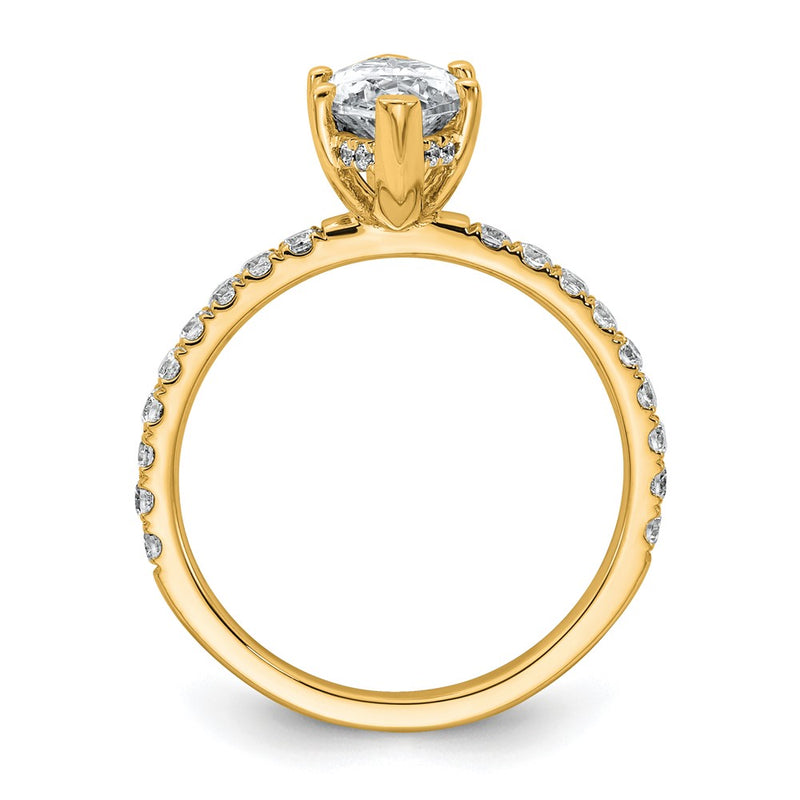 14K Yellow Gold 2 5/8 carat Certified Lab Grown Diamond VS+ F+ Marquise Complete Solitaire with Flair Engagement Ring