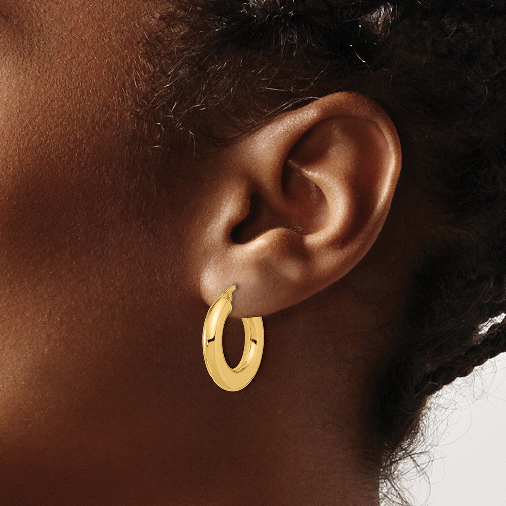 14K Yellow Gold 3x23mm Polished Tube Hoop Earrings