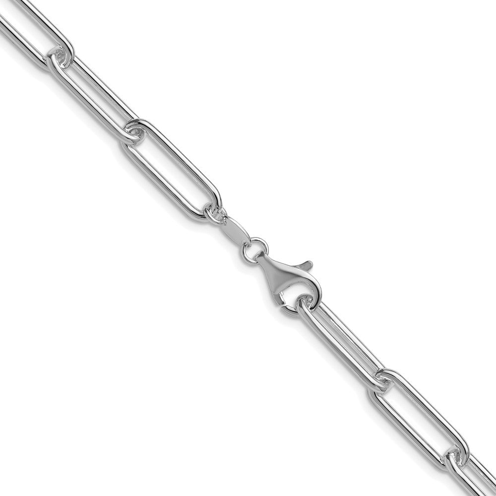 Sterling Silver Rhodium-plated Polished 6.5mm Paperclip 24 Inch Chain
