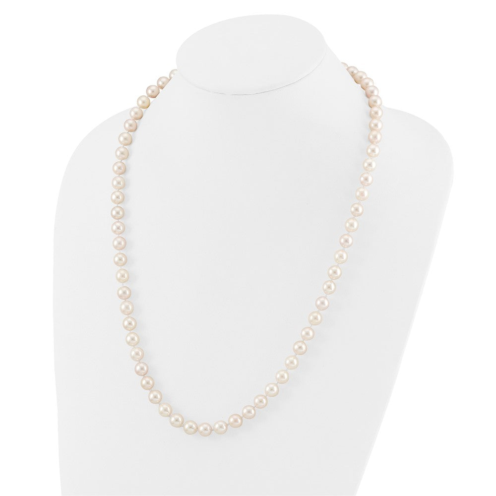 14K Yellow Gold 8-9mm Round Akoya Saltwater Cultured Pearl 24 Inch Necklace
