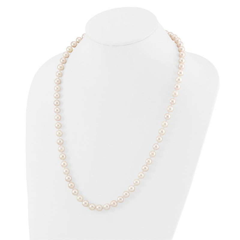 14K Yellow Gold 8-9mm Round Akoya Saltwater Cultured Pearl 24 Inch Necklace
