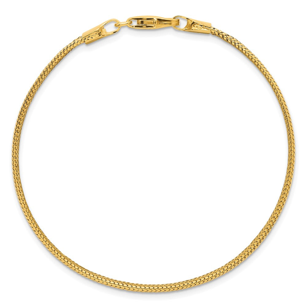 14K Yellow Gold Polished 6.1mm Woven Mesh 7.5 Inch Bracelet