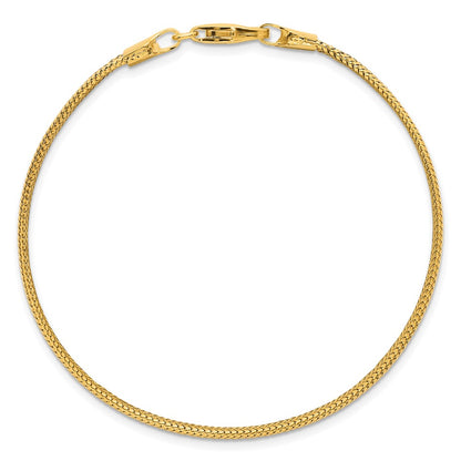 14K Yellow Gold Polished 6.1mm Woven Mesh 7.5 Inch Bracelet