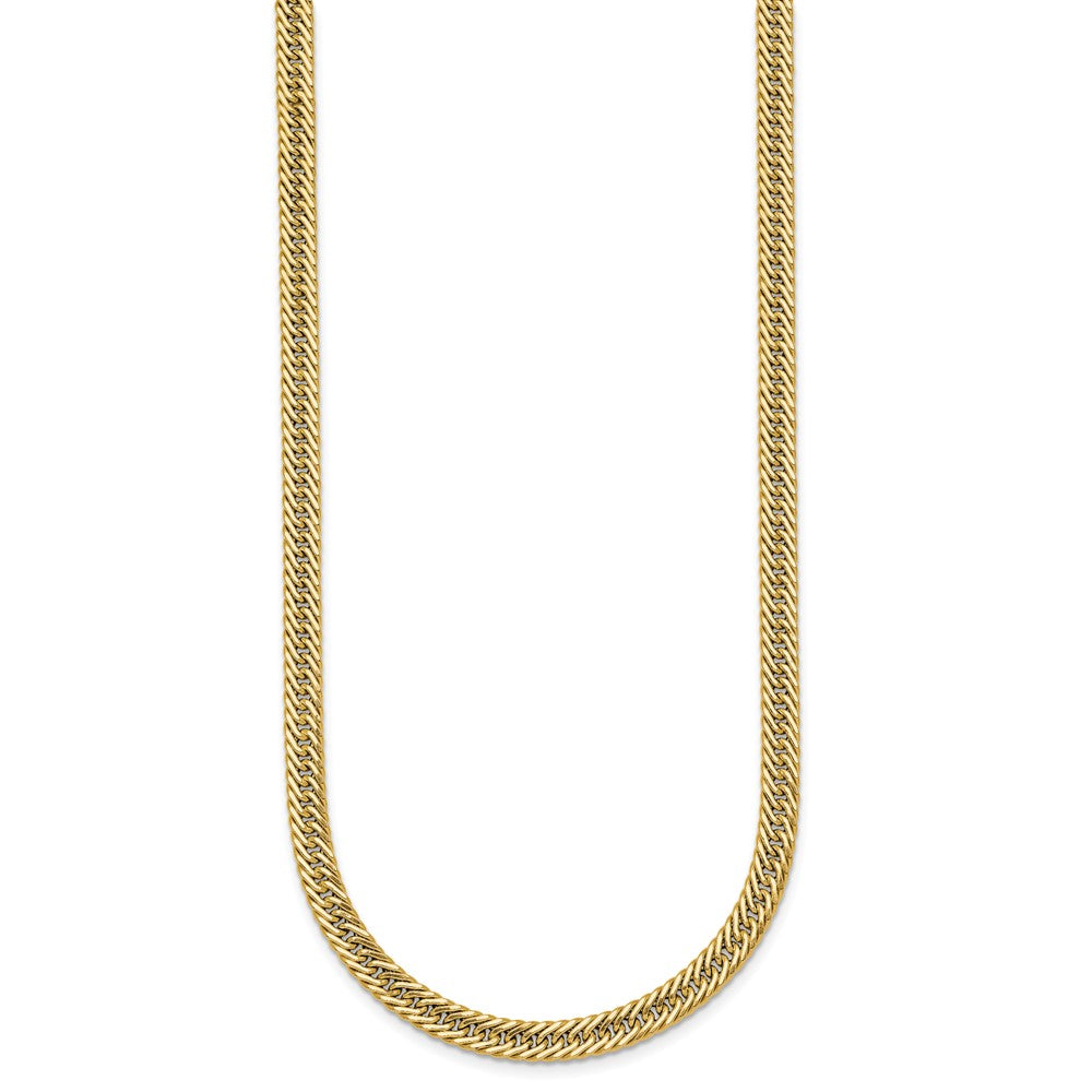 14K Yellow Gold Polished Fancy Hollow Curb Link 17 Inch Necklace
