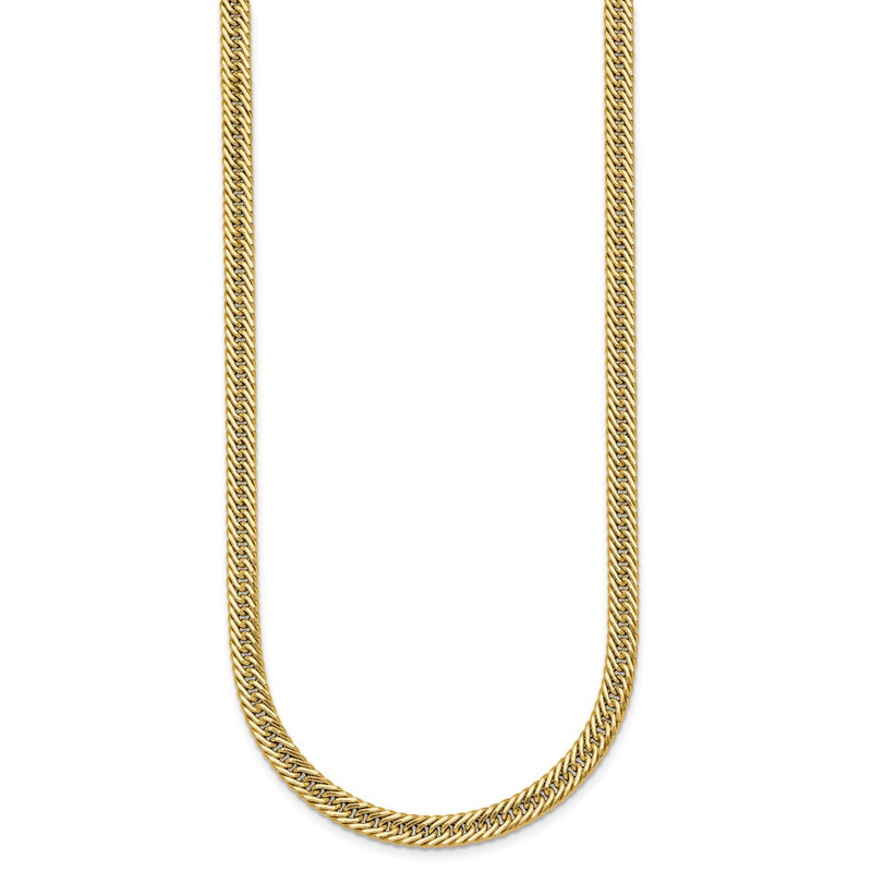 14K Yellow Gold Polished Fancy Hollow Curb Link 17 Inch Necklace