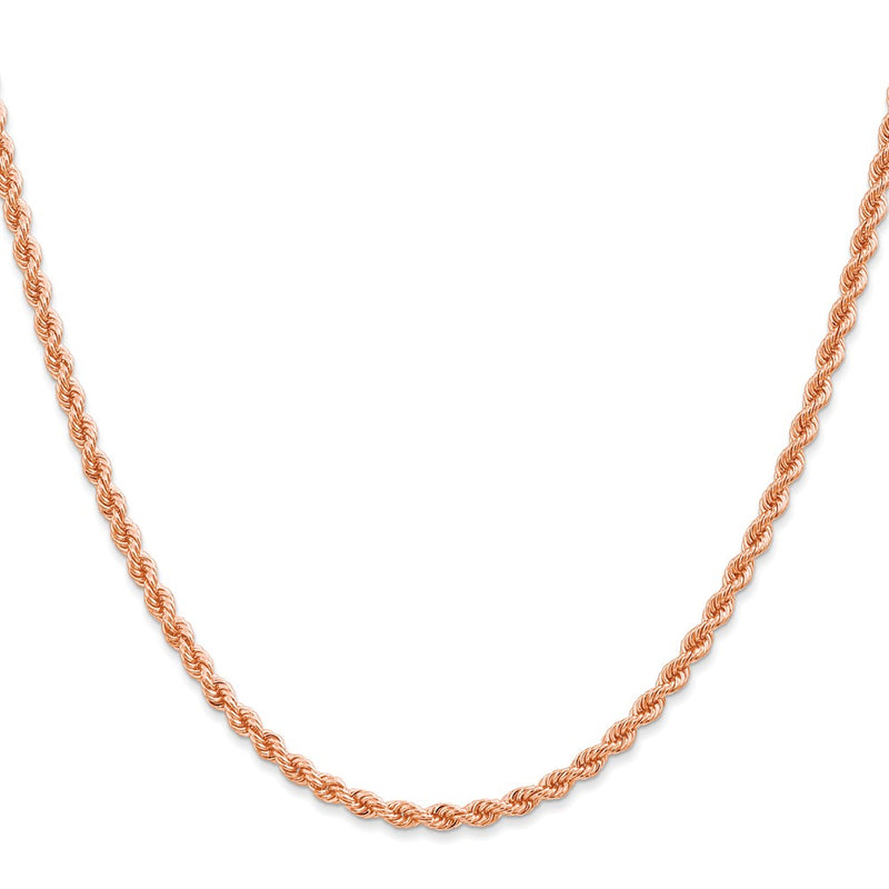 14K Rose Gold 2.75mm Diamond-cut Rope with Lobster Clasp Chain Necklace